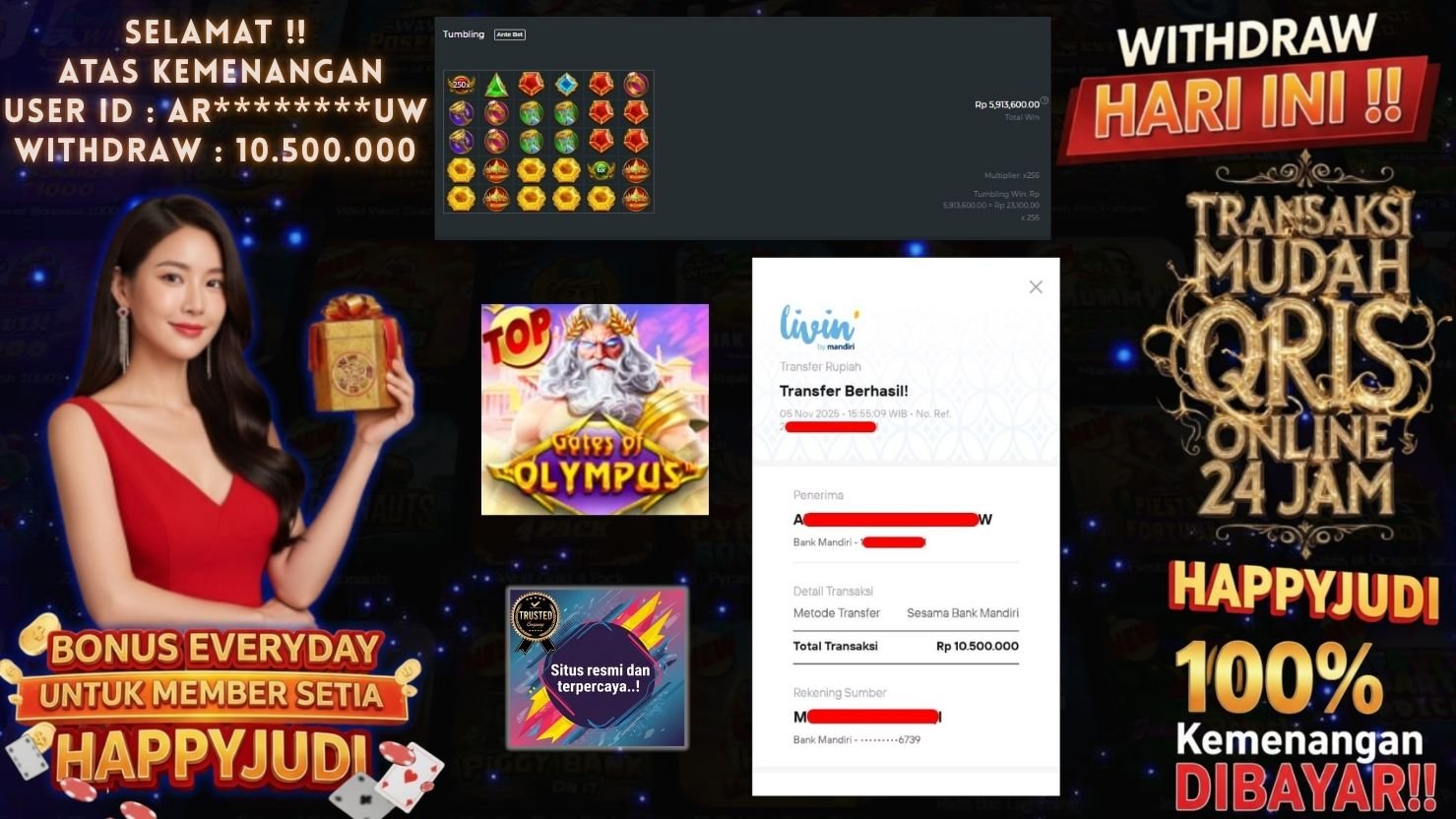 HAPPYJUDI JACKPOT SLOT GATES OF OLYMPUS